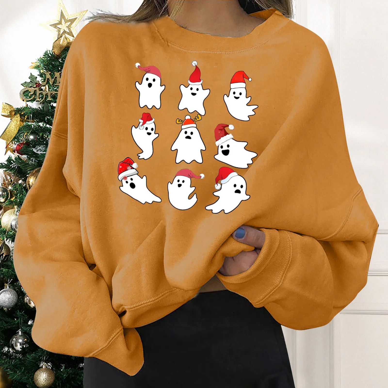 

Female Sweatshirts Women Pullovers Sleeve Top Women's Print Ugly Long Christmas Holiday Hiliarious Comfy Women's Hoodies Fleece
