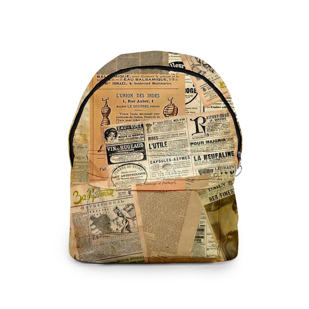 

Trendy old newspaper student Bookbag Notebook Backpacks 3D Print Oxford Waterproof Boys/Girls Casual Travel Backpacks