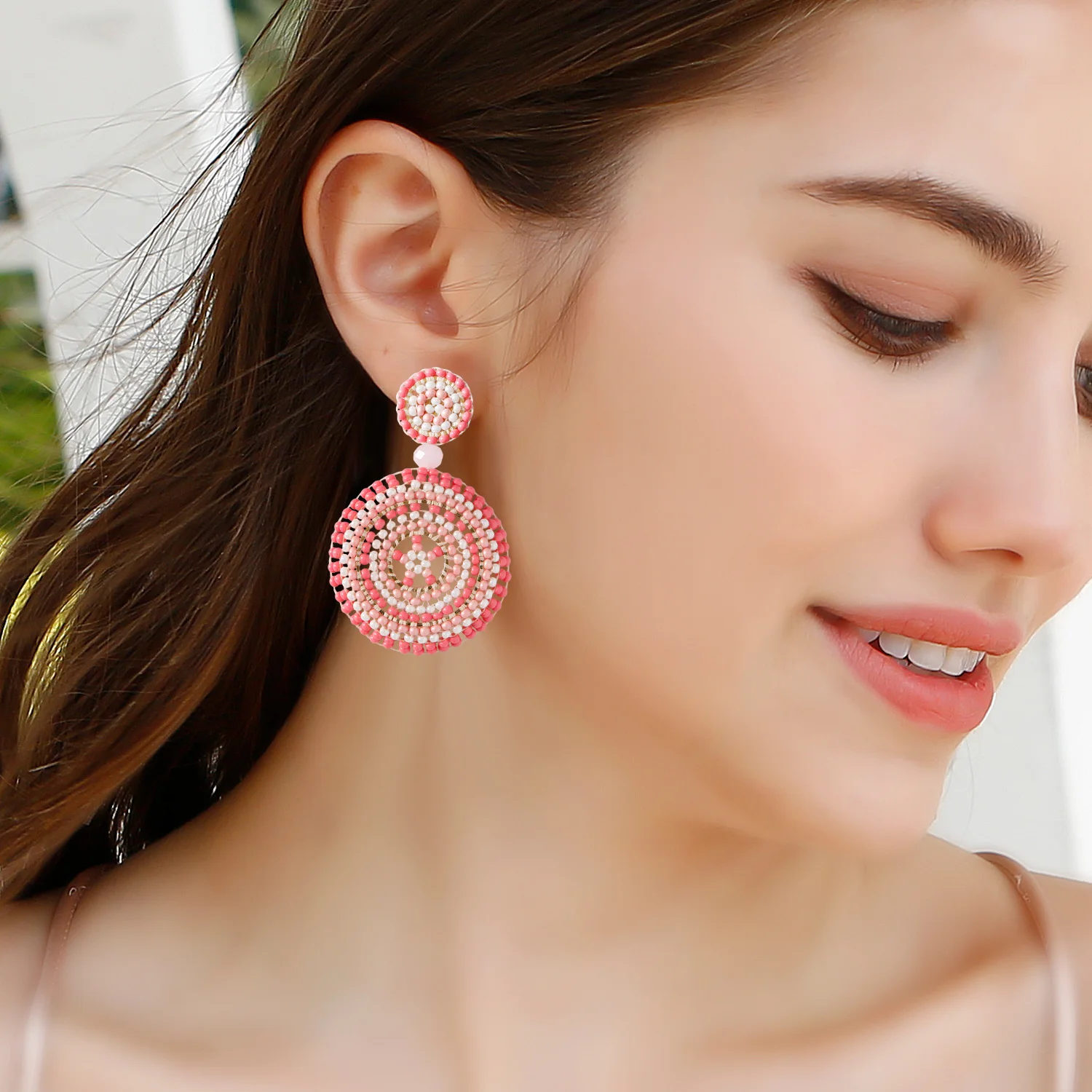 Богемные круглые серьги в форме подсолнуха, Искусственные серьги ручной работы, очаровательные крупные Висячие серьги для женщин, Этнические украшения