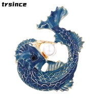 new fish pin brooch clothing accessories hand painted blue seahorse dripping oil enamel brooch scarf buckle