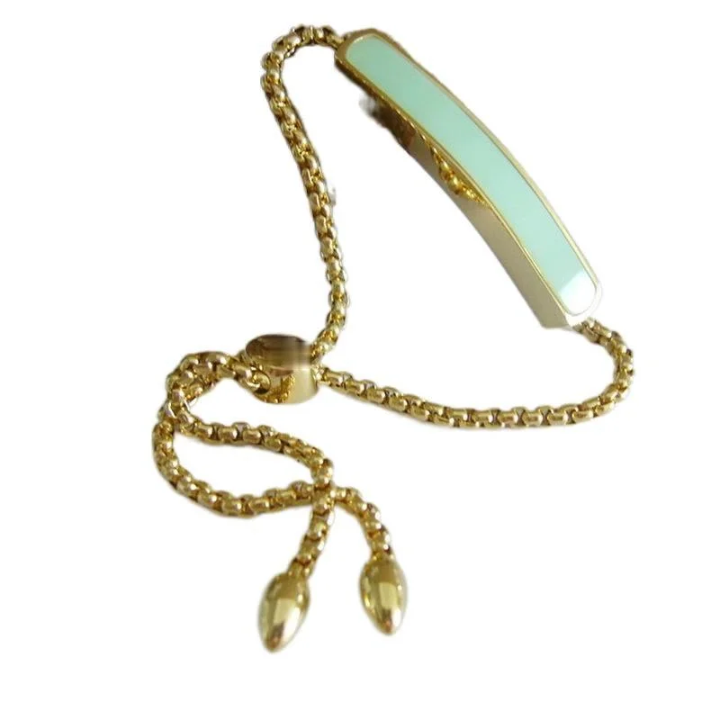 

Popular Gold Plated Stainless Steel Rectangular Bracelet With Stone
