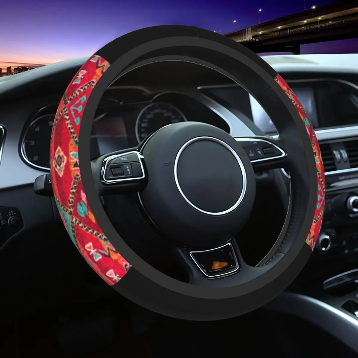 

37-38 Car Steering Wheel Covers Traditional Colored Anthropologie Bohemian Moroccan Soft Car-styling Automobile Accessory