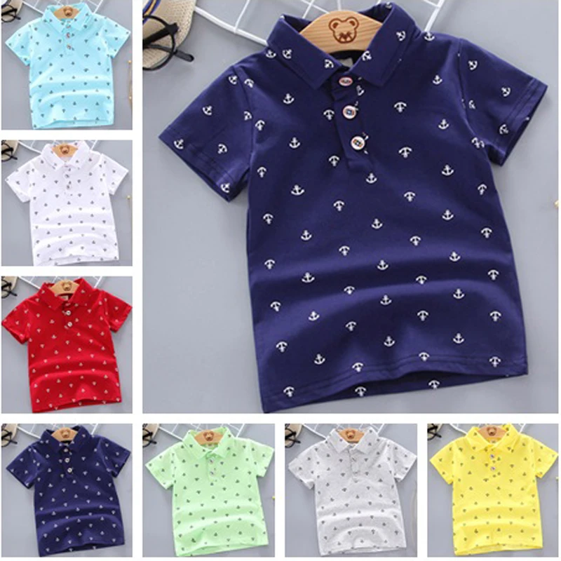 2022 Summer Baby Boys Shirts Short Sleeve Lapel Clothes for Girls Cotton Breathable Kids Tops Outwear 12M-5Y