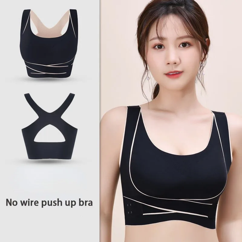 

Women Push Up Bra Plus Size Correction Bras Seamless Wireless Bralette Sports Brassiere Fitness Vest Crop Top Female Underwear