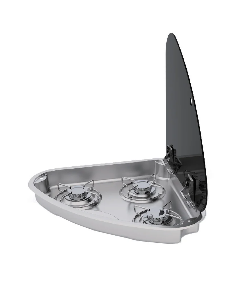 

Газовая плита из нержавеющей стали с 3 ГОРЕЛКАМИ, газовая плита для фургона с крышкой для RV