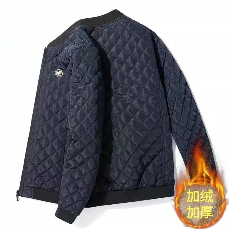 cinnamoroll biker Men jackets Diamond Pattern Fleece Lined Casual Jacket Men Fashion Clothing  Brand New men winter jacket