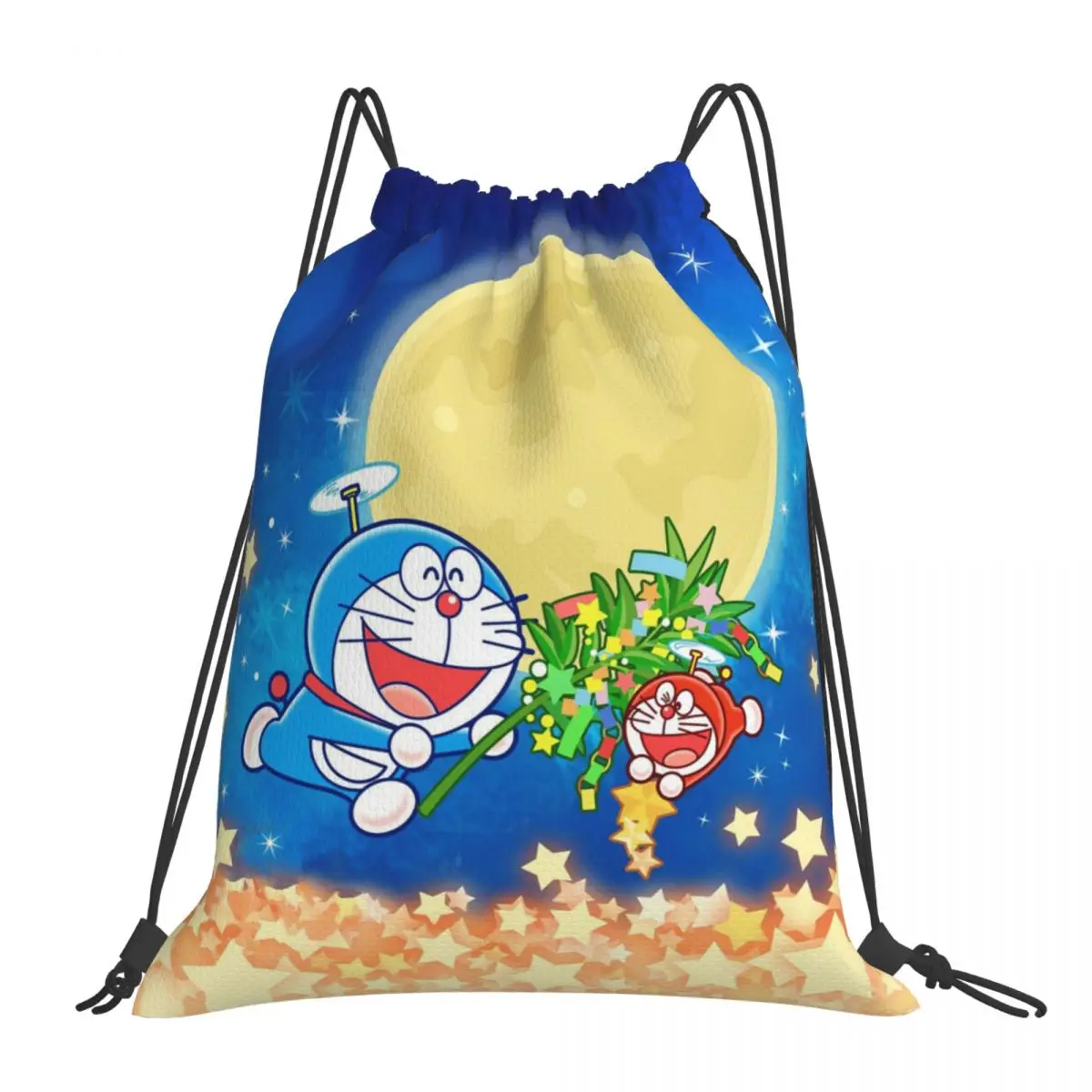 

Star Moon Doraemon Robot Cat Kawaii Drawstring Bags Gym Shoe Teen Portable Rucksack Pouch
