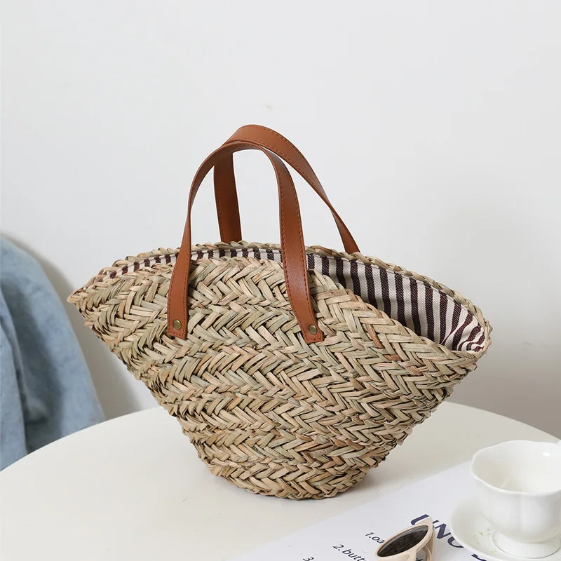 Summer Large Woven Straw Bag Tote Women Shoulder Bag Luxury Brands Rattan Beach Bags Bohemian Travel Shopper Purse Handbag 2022