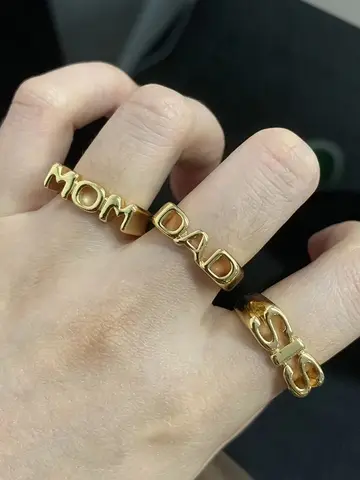 Кольца с буквами MOM SIS DAD для женщин и мужчин, винтажное кольцо на палец золотого цвета, модные украшения, семейные рождественские подарки