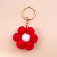 new cute red flower keychain for car key girl key ring chains handbag pendants charms for women men jewelry gifts
