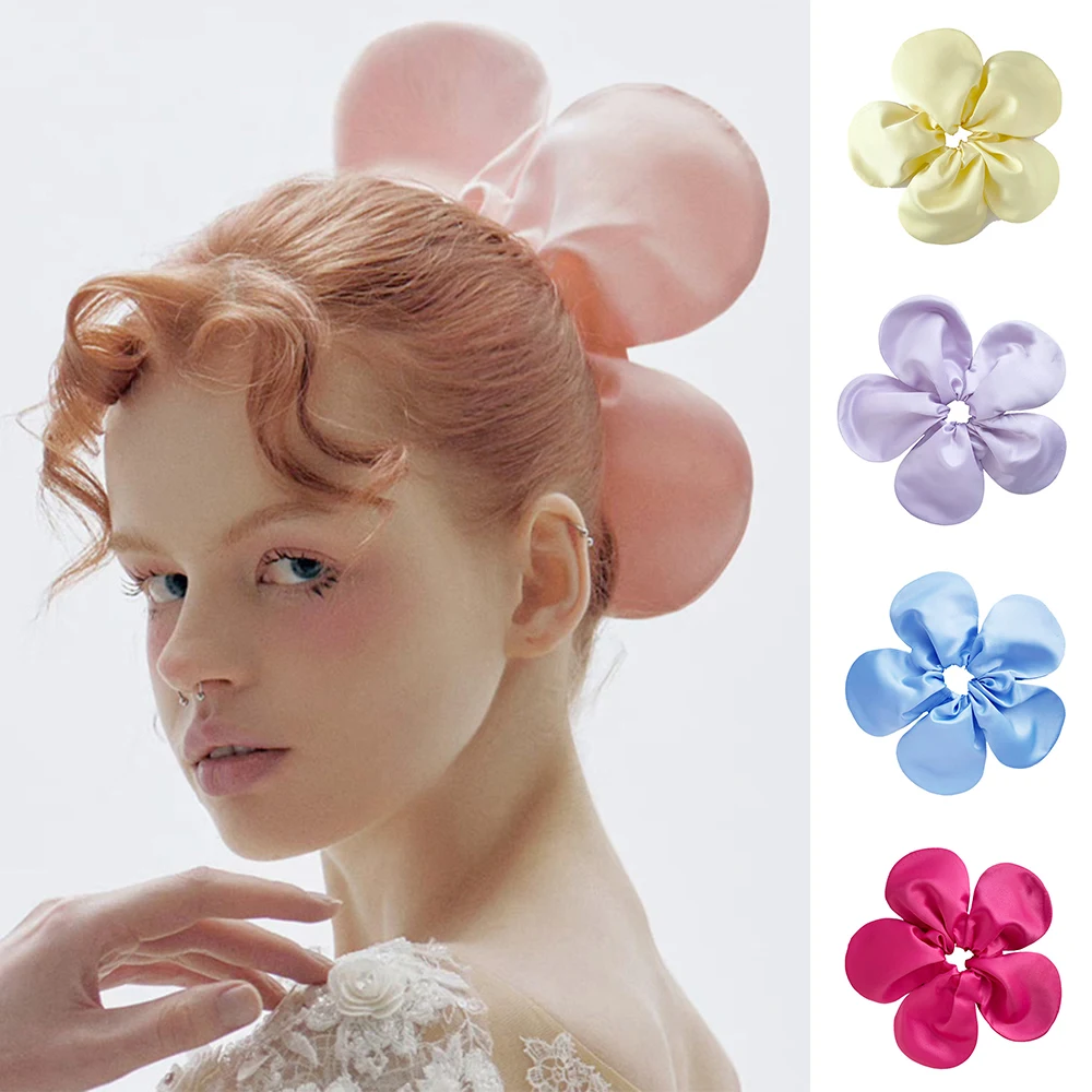 

Princess Large Hair Scrunchies For Female Flower South Korea High Grade Sensory Hair Rope Headwear Pink Headrope Headwear Flower