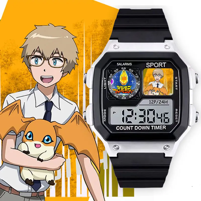 Фото Digimon Adventure Greymon Angewomon Angemon милые наручные часы с героями мультфильмов пара ценные электронные часы подарок на день рождения для друзей №5