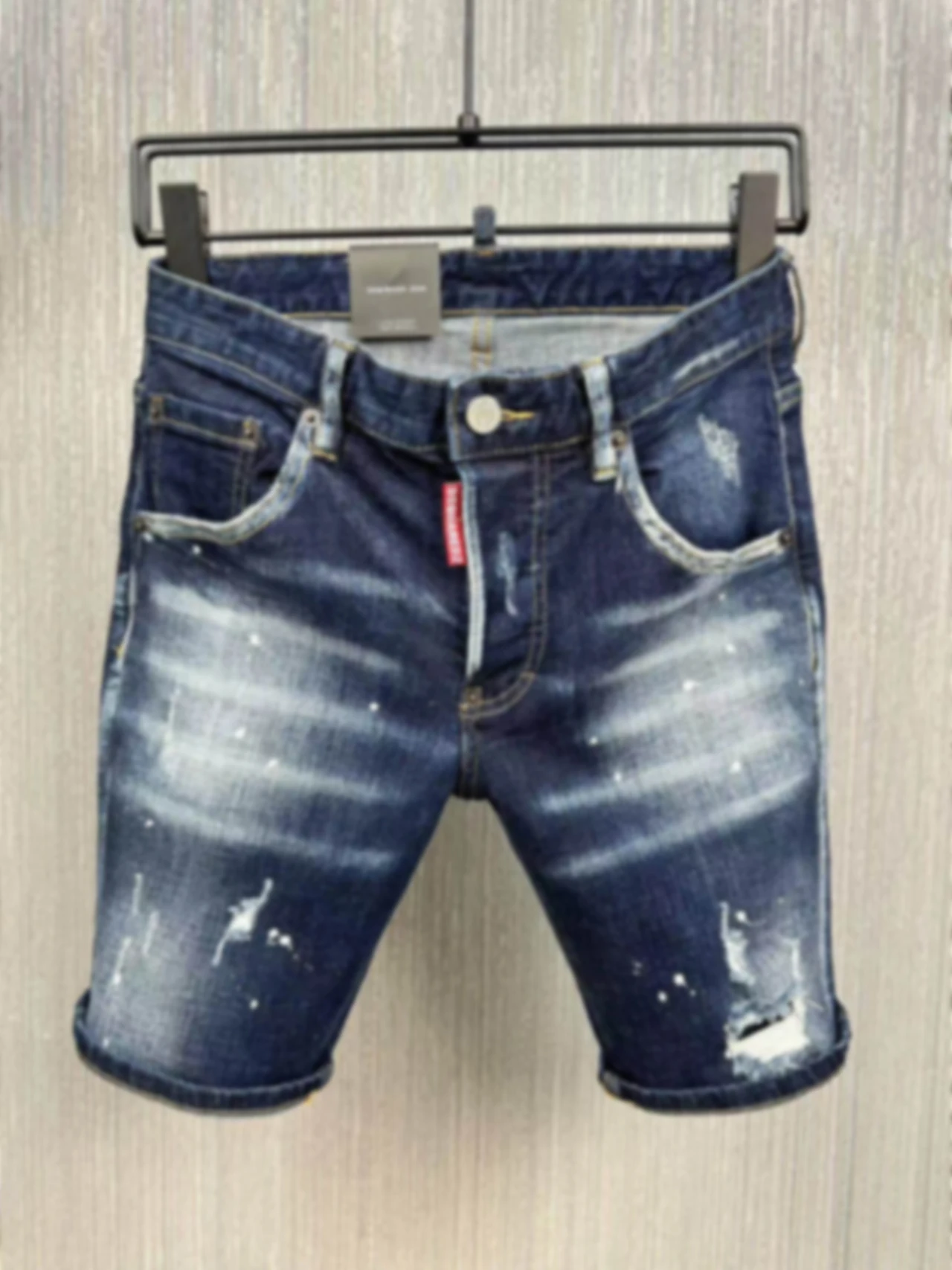 2023 new D2 jeans fashion slim stereo cut splash-ink old jeans shorts capris