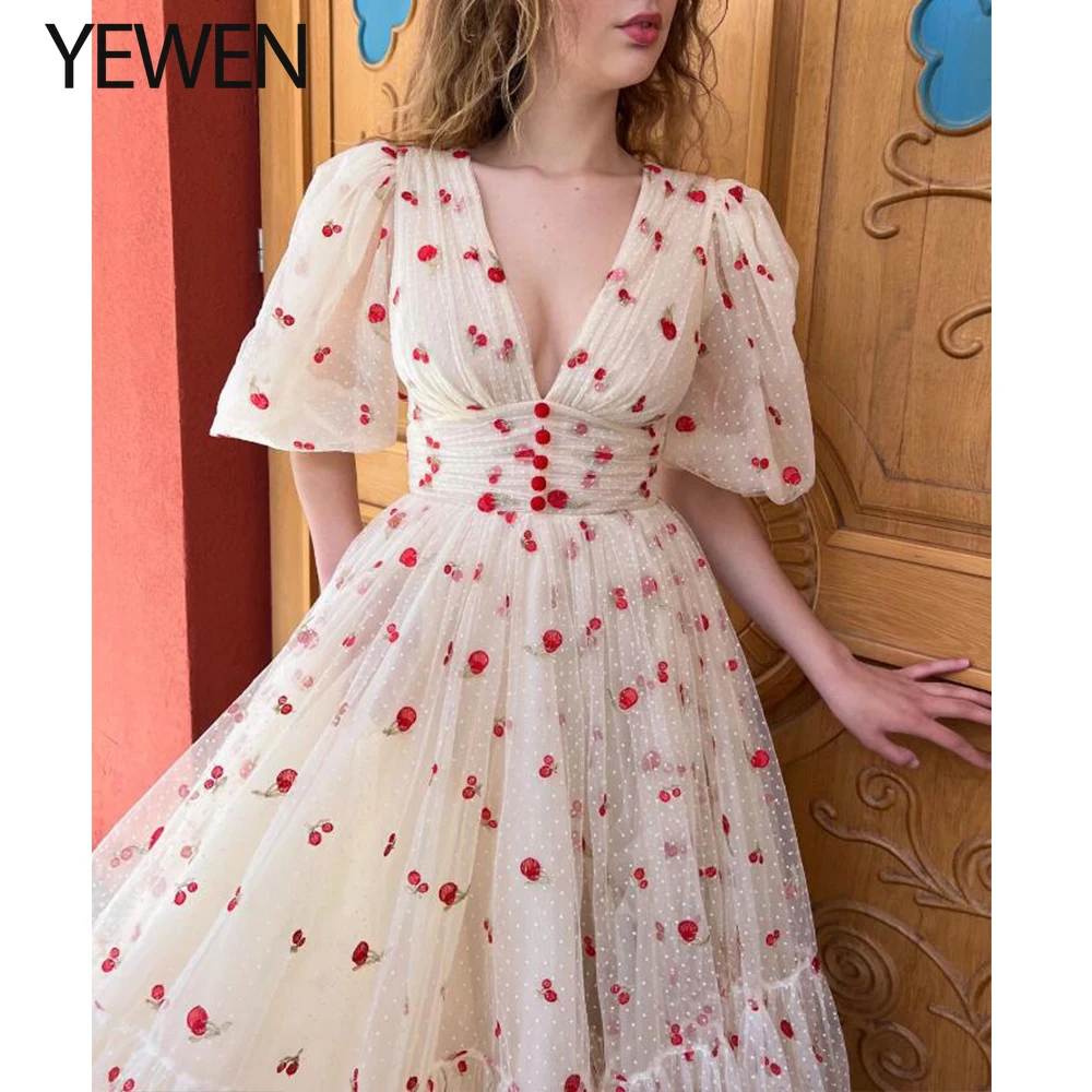 

Dot Tulle Gown Elegant Woman Dress V-Neck Draped Body-Bone Corset Slim A-Line Evening Dress Vestidos De Fiesta De Noche