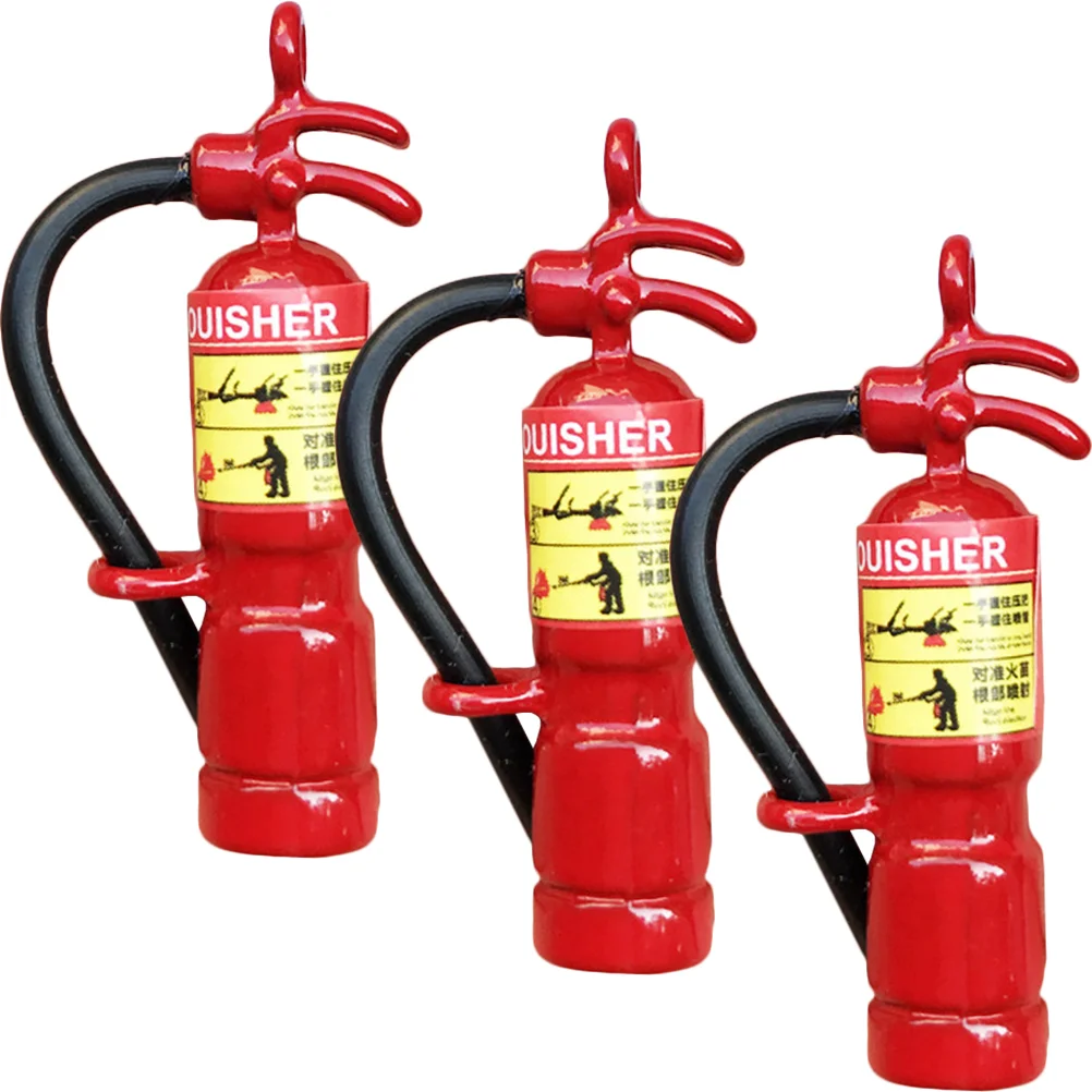 

3 Pcs Mini Fire Extinguisher Decorative Outdoor Dolly House Decorations Models Landscaping Metal Iron Miniature DIY Tools Small