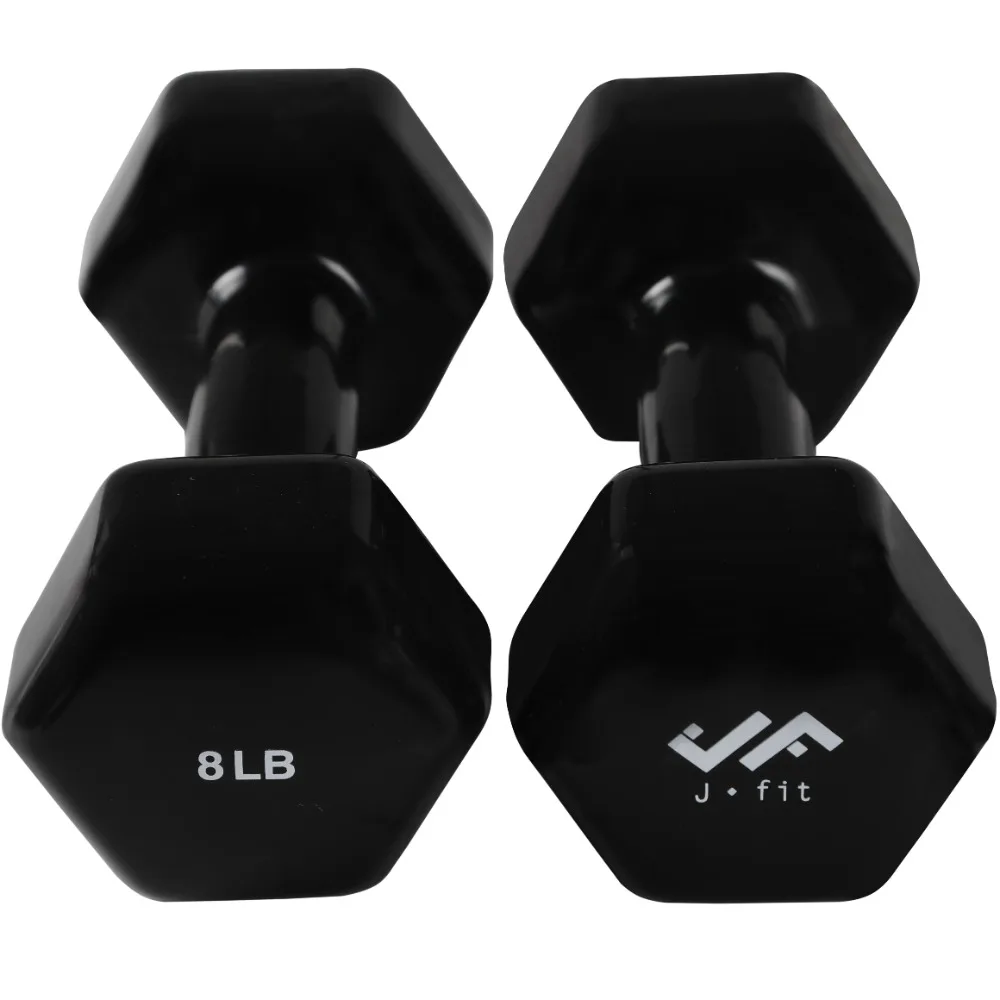 

8 lb Vinyl Dumbbell Pair, Black dumbell exercise equipment