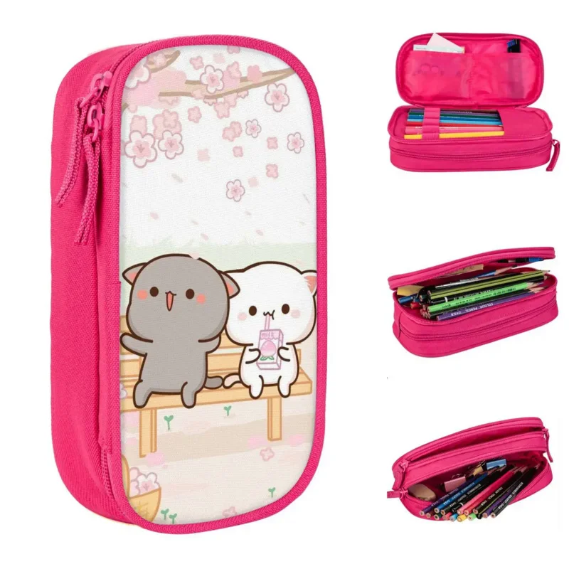 

Пеналы персиковые и кошачьи, розовый мультяшный держатель для ручек мокко, мочи, сумки для карандашей, вместительные школьные косметические пеналы для карандашей для студентов