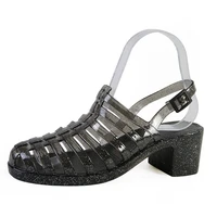 2022 summer new jelly shoes fashion pvc sandals for women buckle strap med 3cm 5cm casual sandal platform sandals women