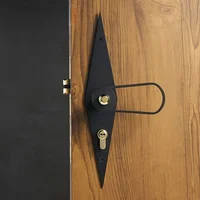 Brass Door Lever Ultra-thin Mute Black Gold Modern Interior Bedroom Bathroom Wood Door Lock Long Plate Split Handle Knob