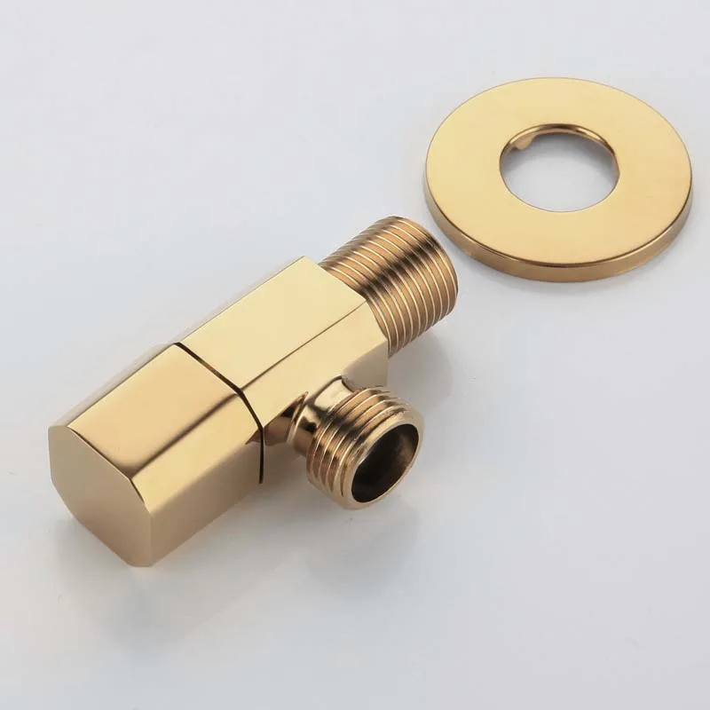 

Brushed Gold Brass Angle Valve Faucet Water Input Fitting & Shut-off Valve Round Tap G1/2" Connection Bathroom Accessories