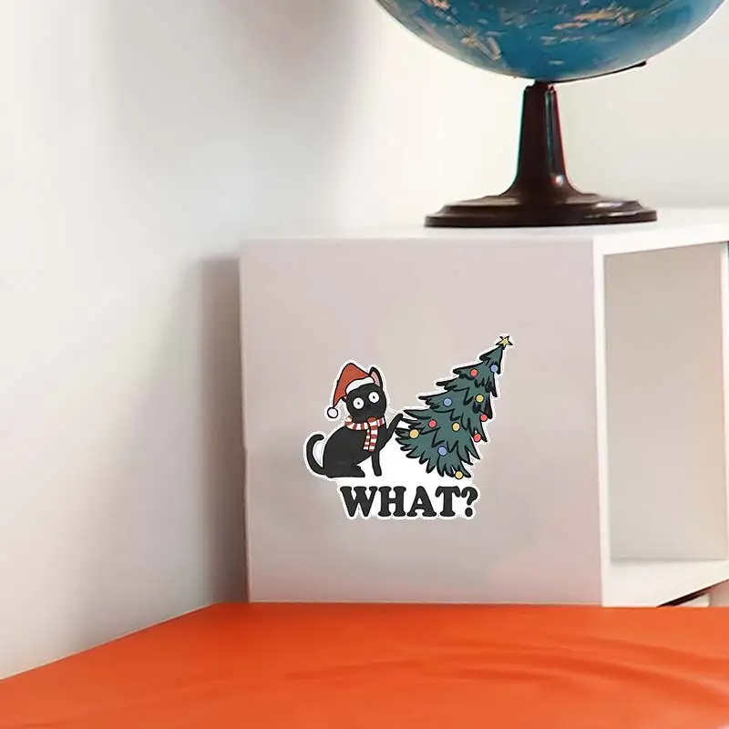 Рождественская наклейка Черный кот виниловая Любитель кошек наклейки