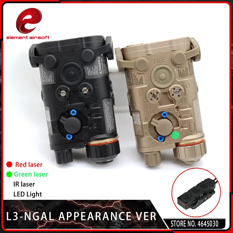 Element Airsoft Nylon Tactical Flashlight L3-NGAL LED Flashlight Green or Red Laser and IR Laser Hunting Light PEQ15