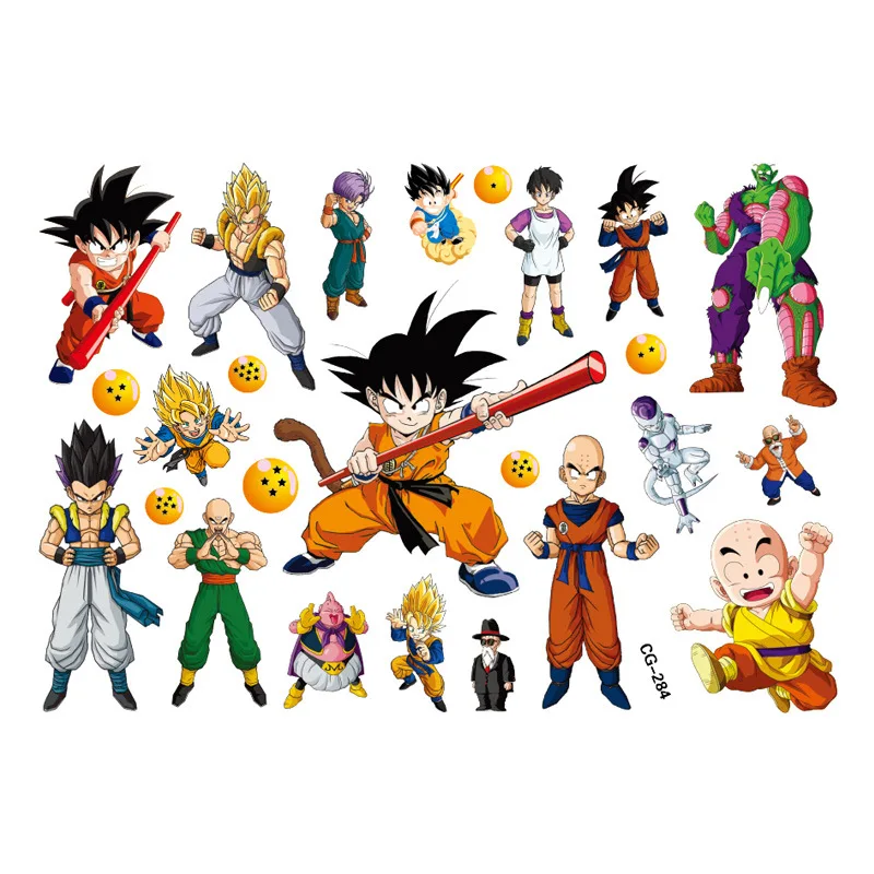 Фото Наклейки Dragon Ball Goku, водостойкие оригинальные аниме-фигурки, кавайные наклейки, принадлежности для дня рождения, украшения, детский подарок №4