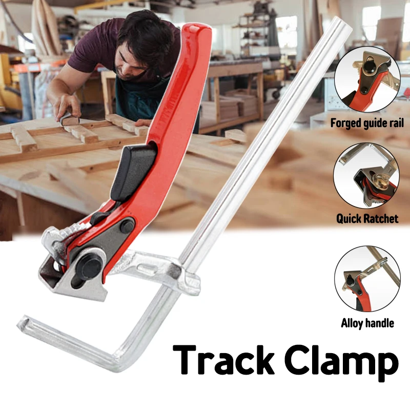 

Track Clamp Quick Release Ratchet Steel Clamping Carpenter Heavy Duty Guide Rail Clamp F Track Clip For Woodworking Tables