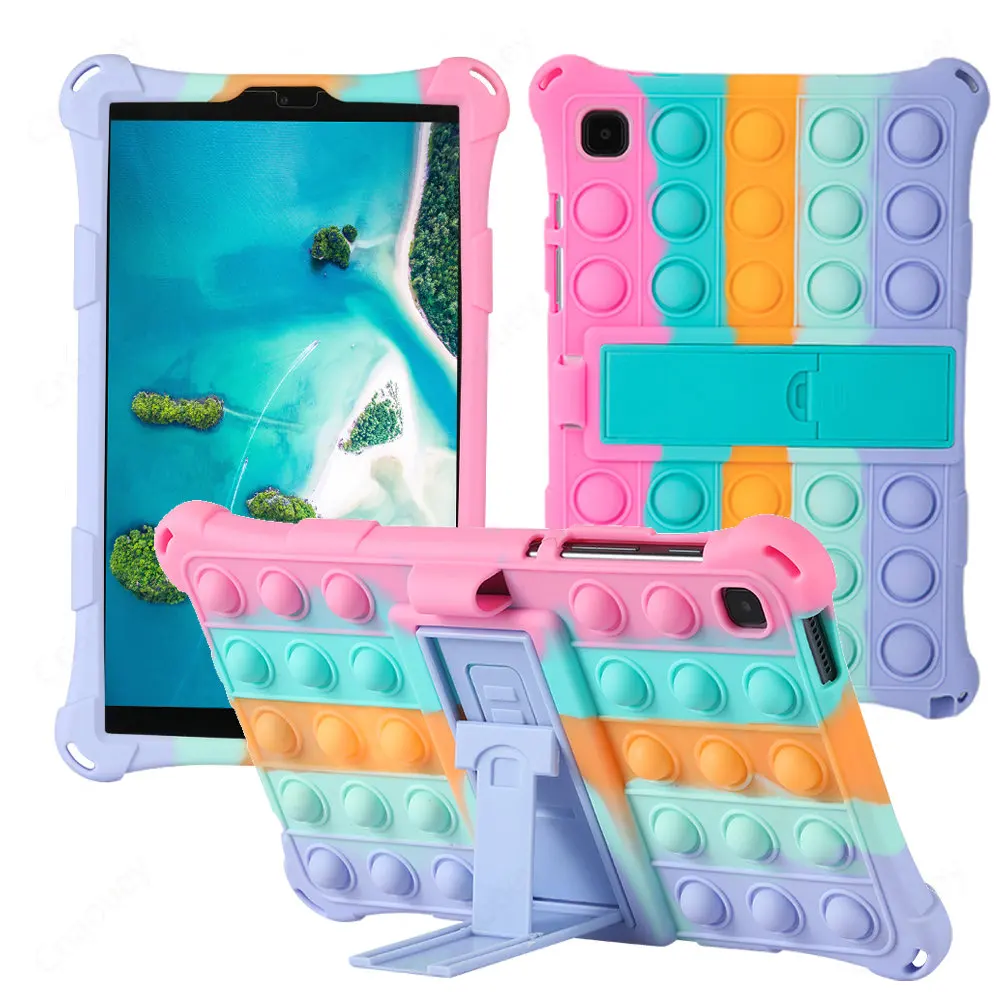 Pop Push It Case for Samsung Galaxy Tab A7 Lite T220 8.7inch 2021 Kids Bubble Soft Silicone Stand Case for Tab A 8.0 T290 Funda
