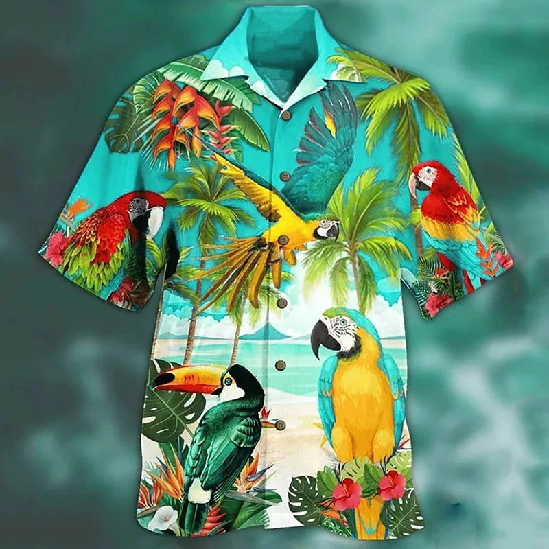 

men's casual shirt linen short sleeve shirt men summer floral loose baggy hawaii holiday beach tee buttons blouse national style