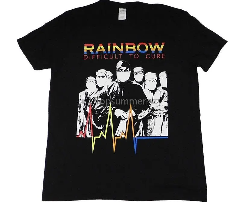 

Rainbow Difficult To Cure Official T Shirt Men Large Ritchie Blackmore O-Neck Fashion Casual High Quality Print T-Shirt