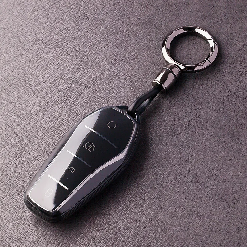 Новый мягкий чехол для автомобильного ключа из ТПУ для BYD Atto 3 Han EV Dolphin, 4-кнопочный защитный чехол с дистанционным управлением, автомобильные аксессуары Keyain