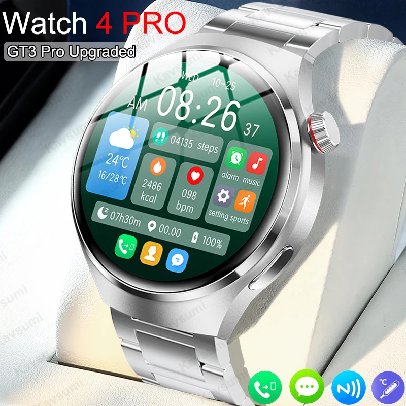 For Huawei Xiaomi NFC Smart Watch Men Watch 4 Pro AMOLED Screen Heart Rate Bluetooth Call GPS IP68 Waterproof SmartWatch Women
