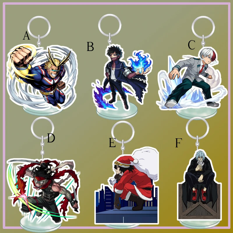 

Anime Stand Keychain My Hero Academia Bakugou Katsuki Shigaraki Tomura Strap Keyring Dual-purpose Desktop Decoration 8cm