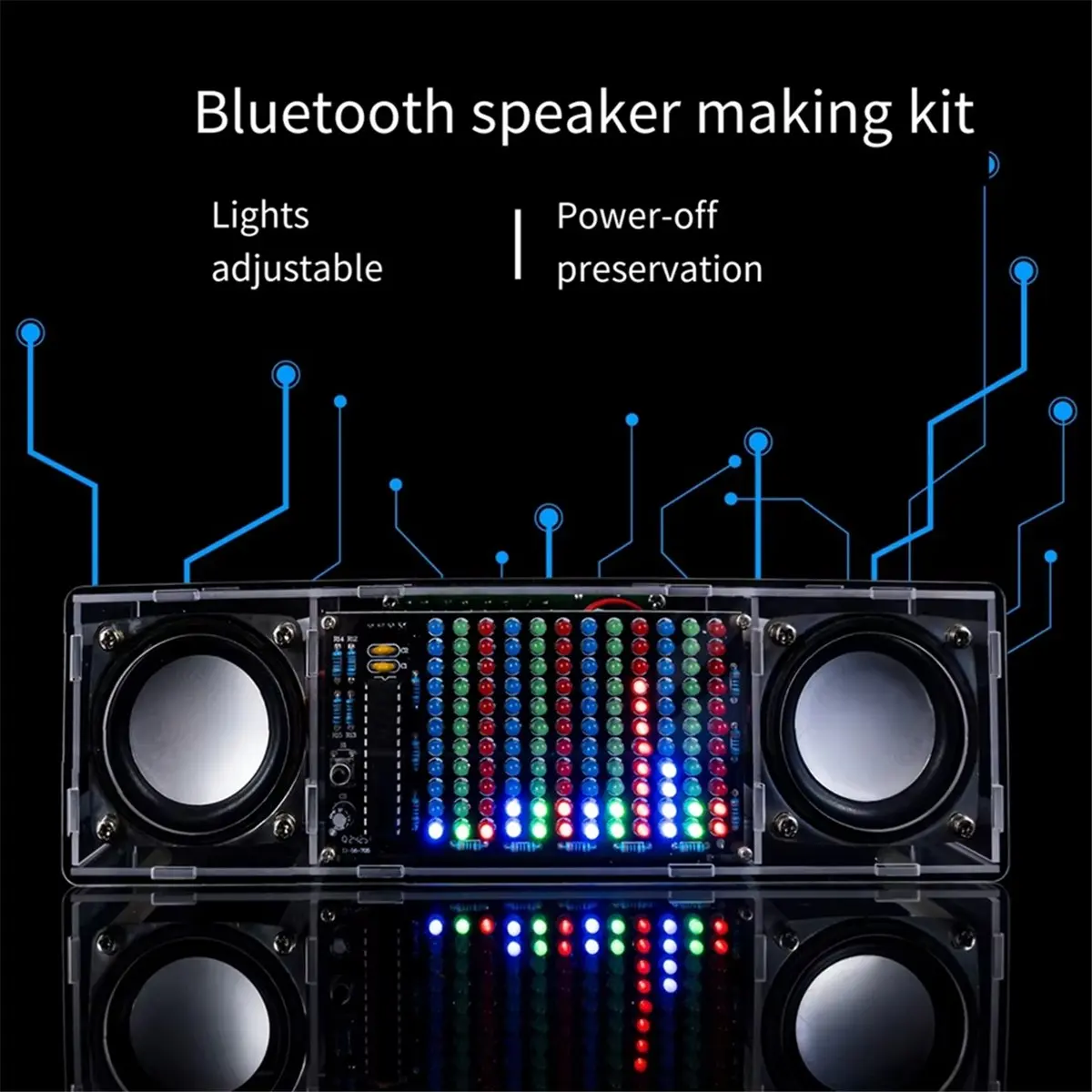 Фото Набор для сборки Bluetooth-колонки T35C DIY: электронный LED-дисплей спектра музыки, двухканальный, для отработки пайки, динамик 3 Вт, усилитель 8002 №1