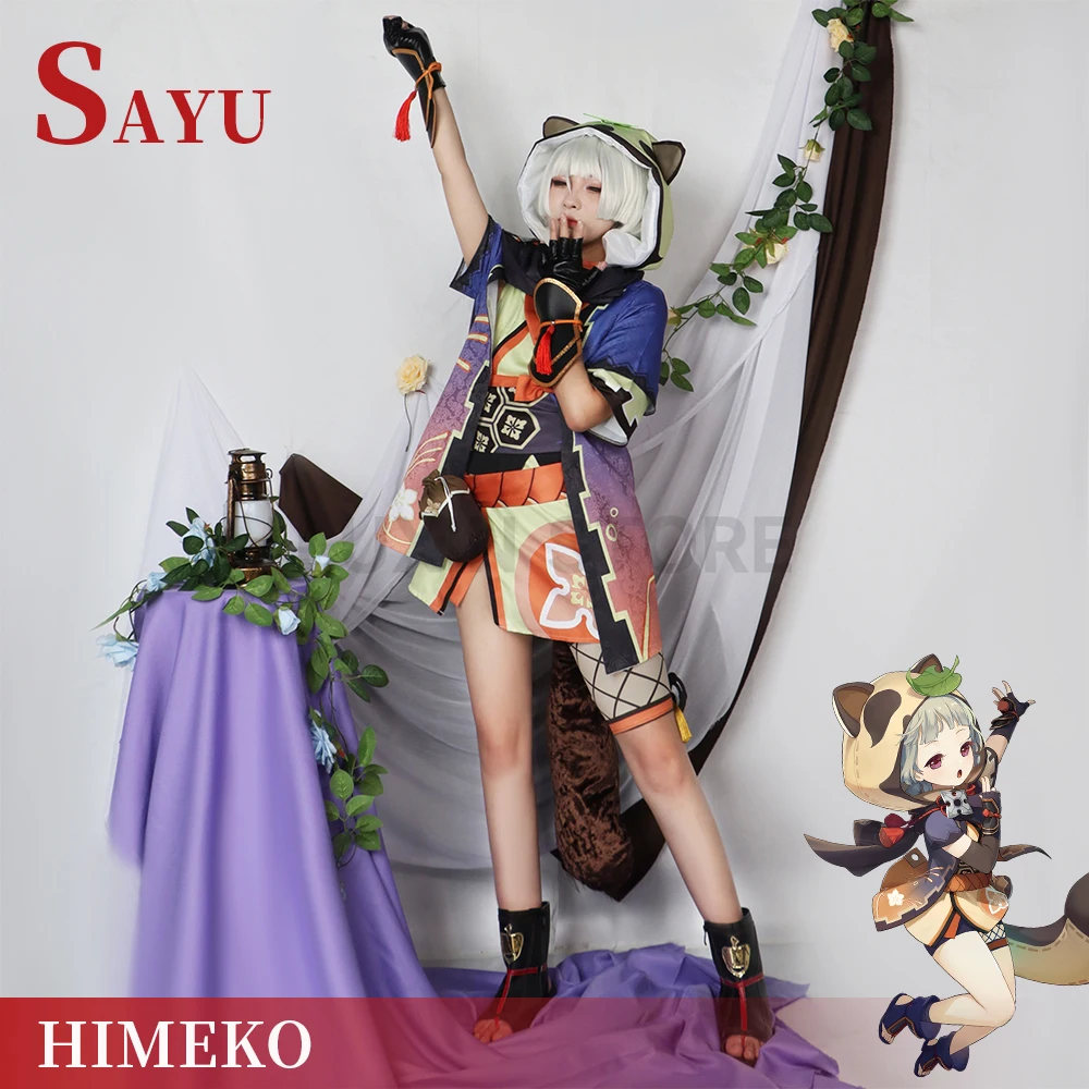 

Sayu Cosplay Game Genshin Impact Honey Costume Lovely Dress Hat Tail Full Set Inazuma Sayu Outfits Wig for Comic Con Halloween