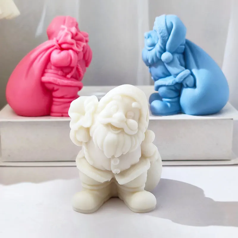 

Sending Gift's Santa Claus Candle Silicone Mold 3D Christmas Decor Gypsum Candle Making Resin Mould DIY Chocolate Baking Tools
