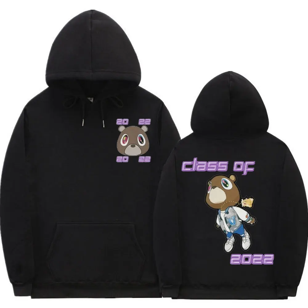 

Rapper Awesome Kanye West Graduation Music Album Print Hoodie Cute Funny Bear Black Hoodies Men Women Hip Hop Hooded Pullover