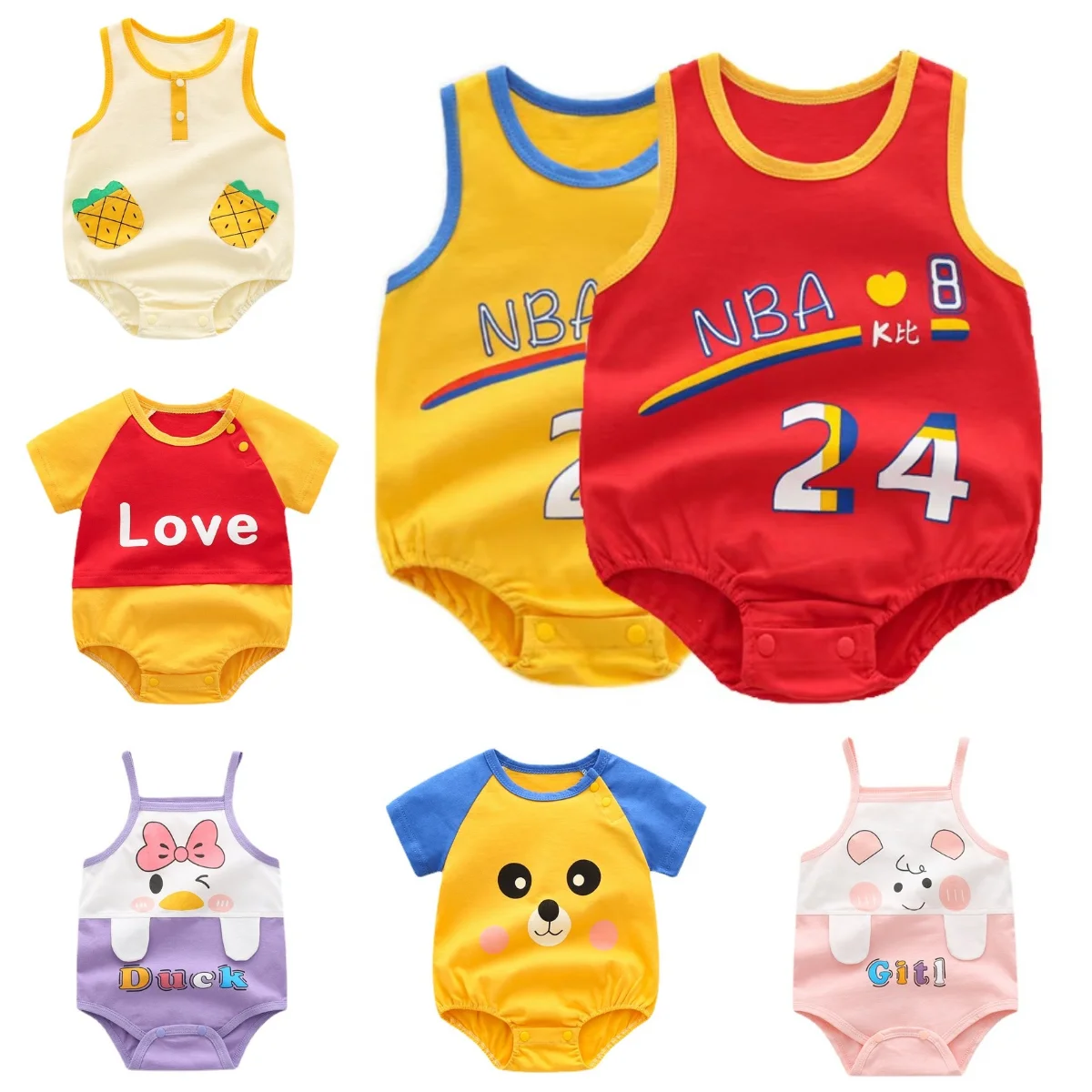 

Cotton Baby Boy Romper Short Sleeve Cartoon Bodysuit Thin Triangle Romper Baby Girl Clothes 0-24M