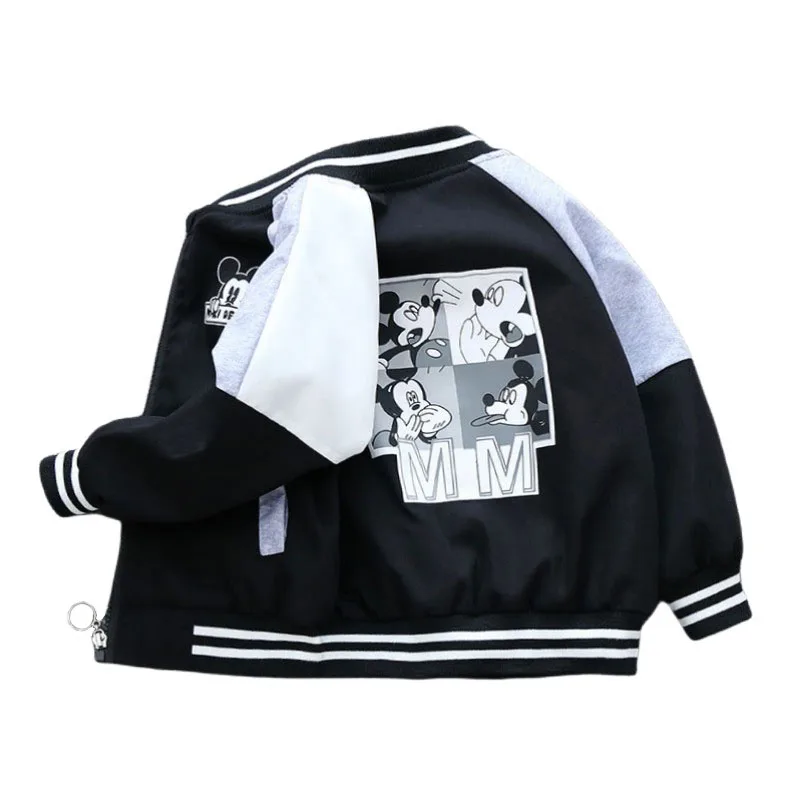 

Mickey Simple Casual Tops Boys Spring New Coat Boy Autumn Fashion Stripe Stitching Jacket 2-12 Years Baby All-match Clothing