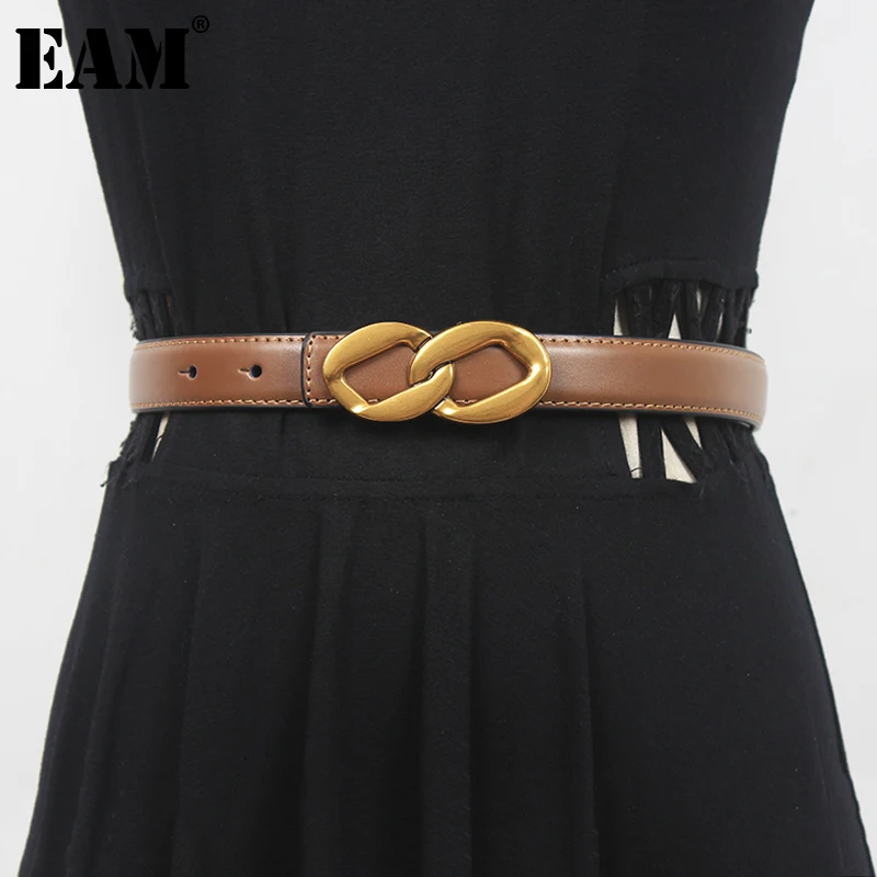 

[EAM] Pu Leather Whie Metal Buckle Long Wide Belt Personality Women New Fashion Tide All-match Spring Autumn 2023 1DE8615