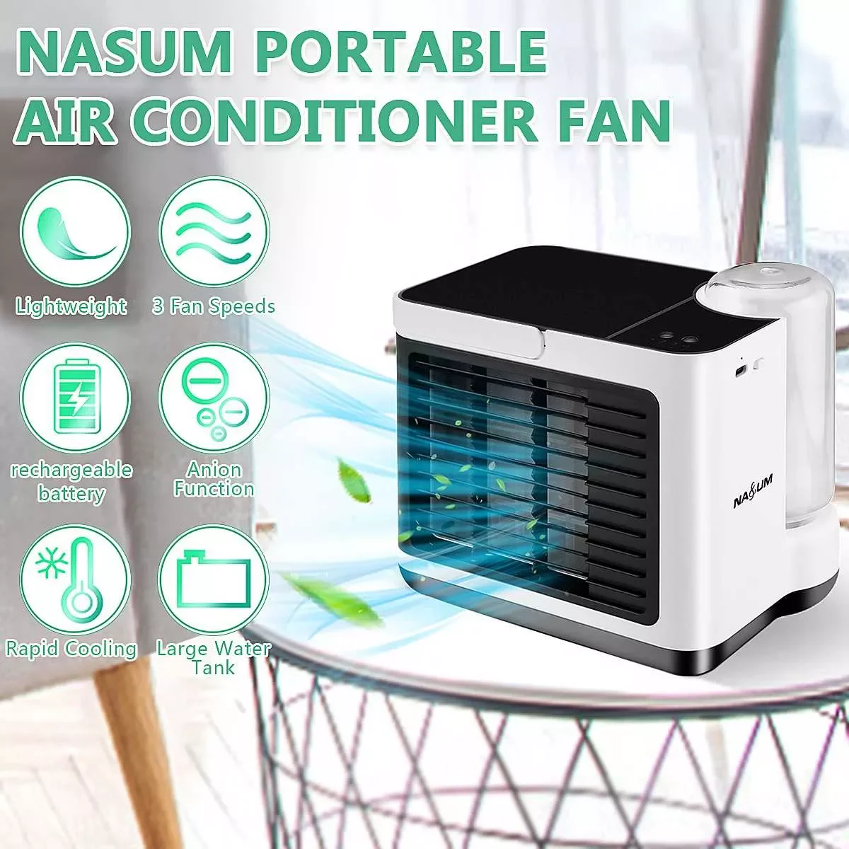 

Portable Air Conditioning Fan Mini Air Conditioner Anion Purifier Humidifier Home Office Desktop USB Air Cooling Fan Air Cooler