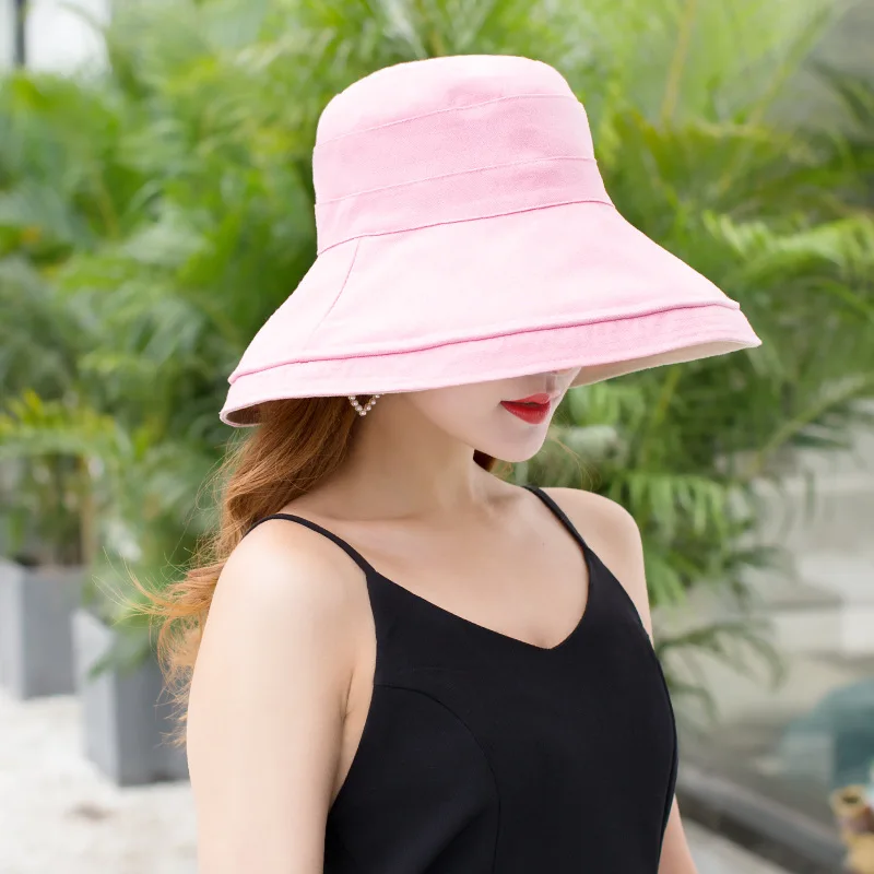 

Outdoor Sun Shading Eaves Turned Over Double-sided Folding Basin Hat Japanese Folding Solid Color Light Plate Fisherman Hat