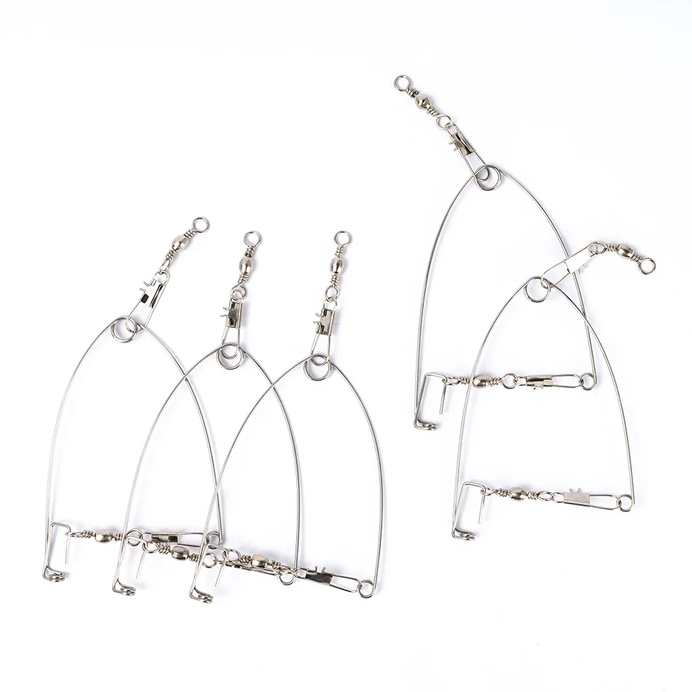 

5pcs Automatische Vishaak Vistuig Trigger Rvs Lente Vishaak Bait Catch Catapult Automatisch Apparaat Accessoires