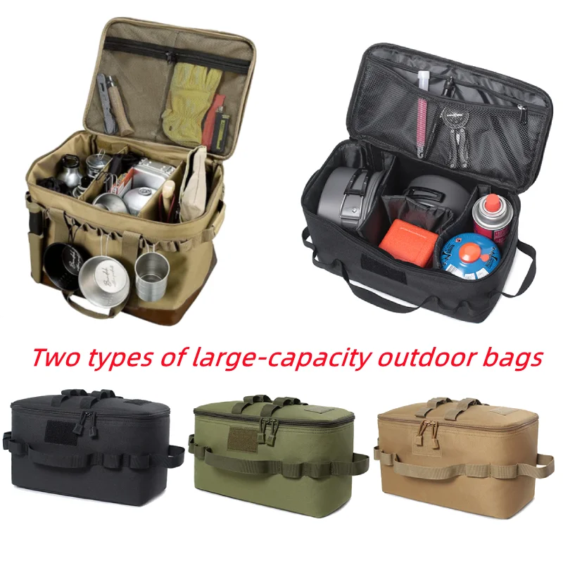 

Tool Bag Large Capacity Waterproof Nylon External Hook Kitchen Storage Outdoor Package Camping Bag Three Levels Storage Space