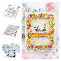 2022 spring florals lily frame cutting dies and stamps layering stencils diy craft paper cards scrapbooking decor embossing mold