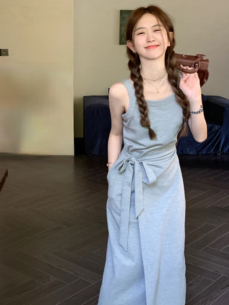 

Vintage Beach Casual Sexy Sleeveless Slim Evening Midi Dresses For Women Party Fashion Woman Dress Korea Elegant Summer 2023