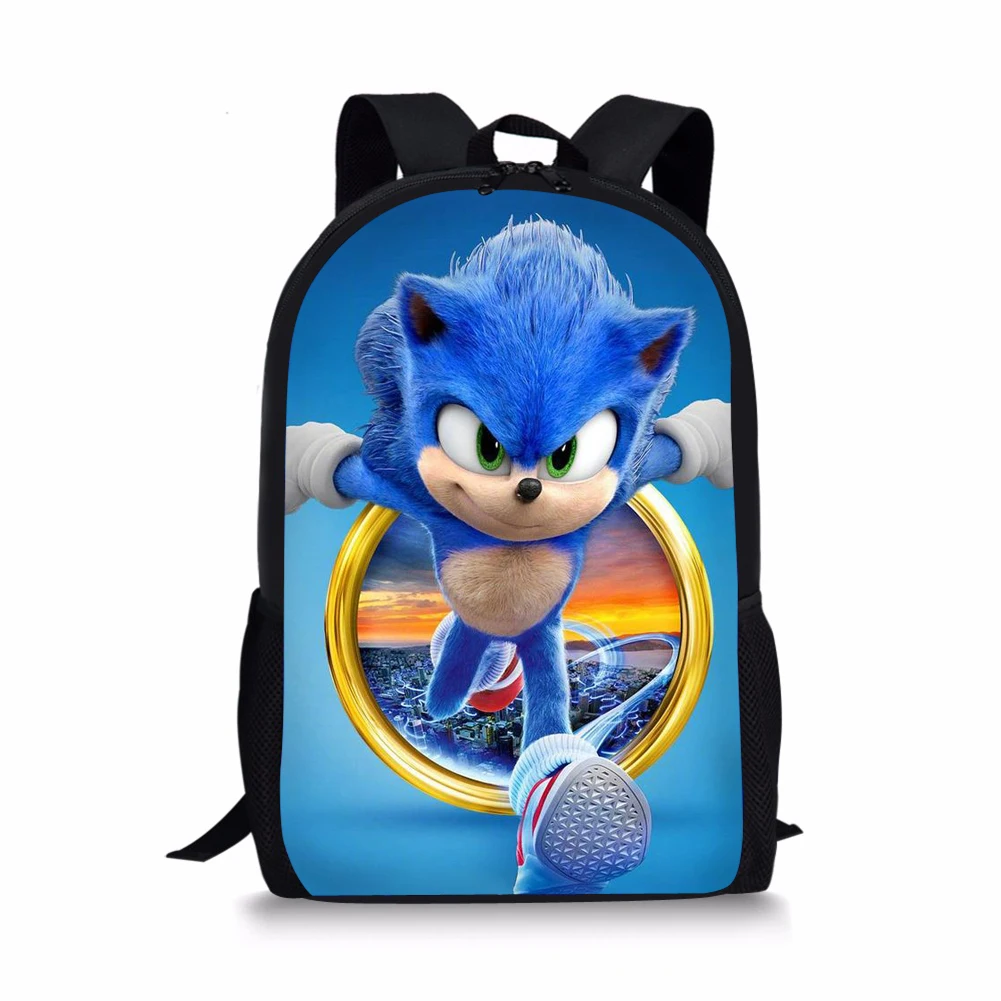 New-Sonic Pattern Print School Bags Daily Travel Climbing Durable Backpack Trendy Birthday Gift for Kids Fashion Knapsack