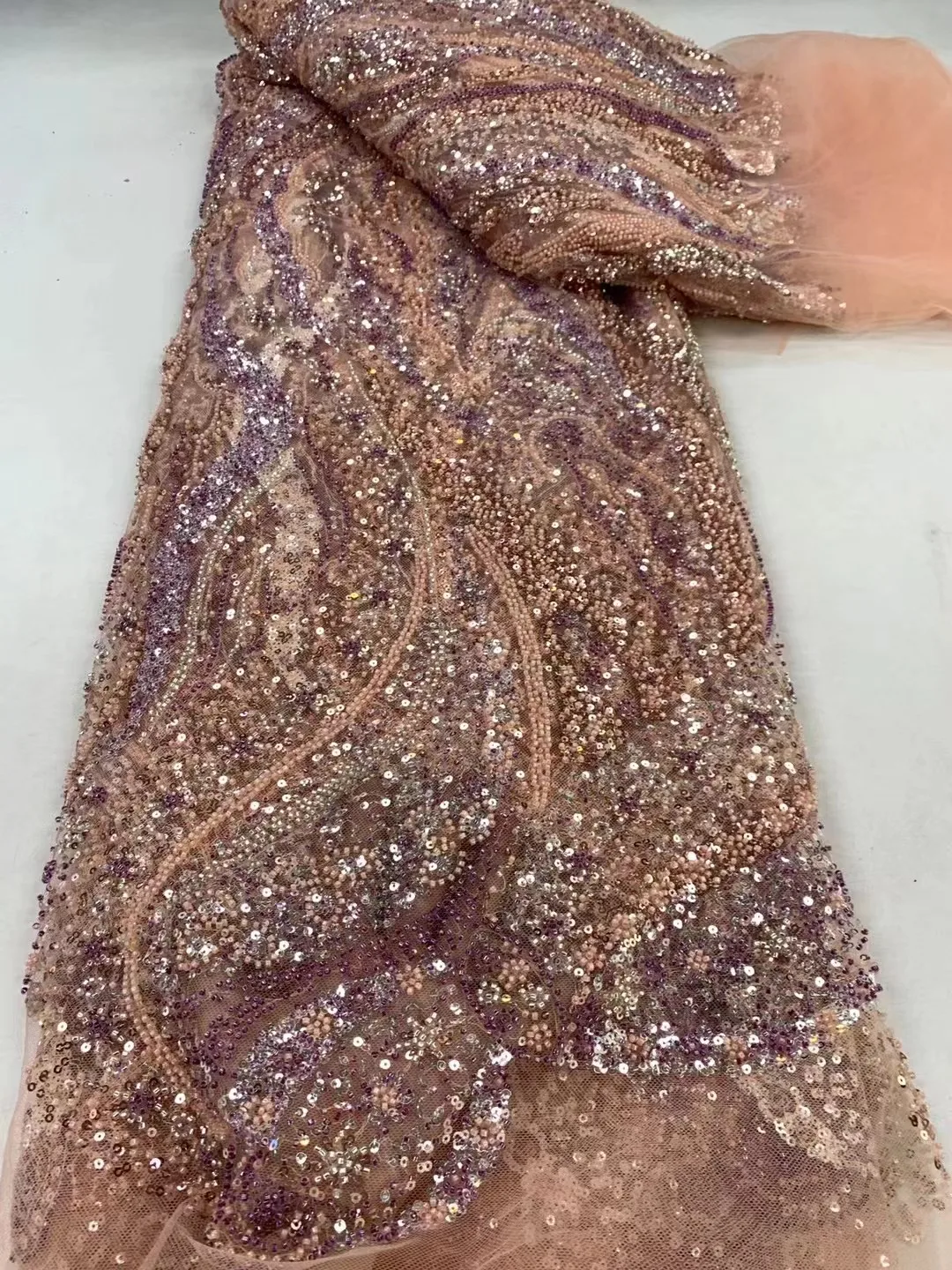 Роскошная Тюлевая вышивка из бисера африканская кружевная ткань 2024