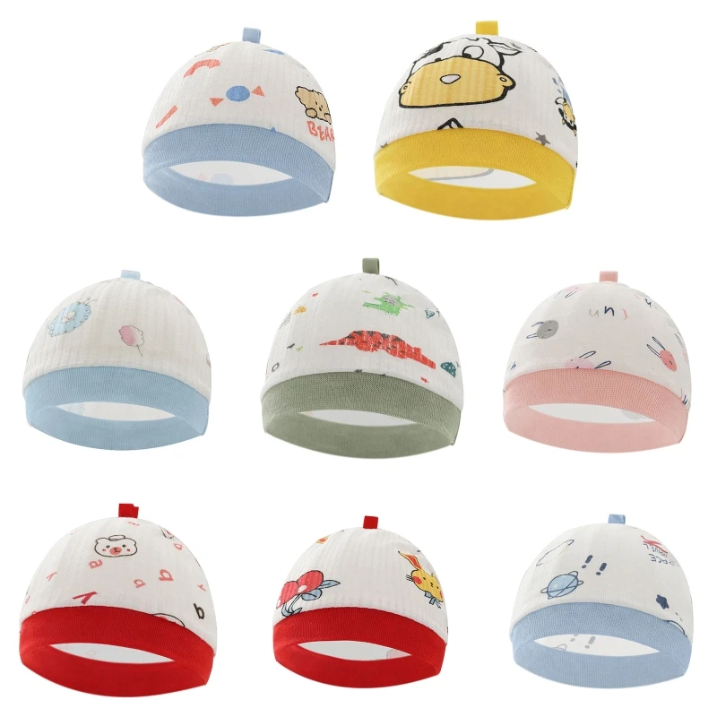 

Q81A Cotton Newborn Hat Baby Girls Boy Hospital Beanie Hat Gender Neutral Infant Jacquard Mesh Headdress Accessories Baby